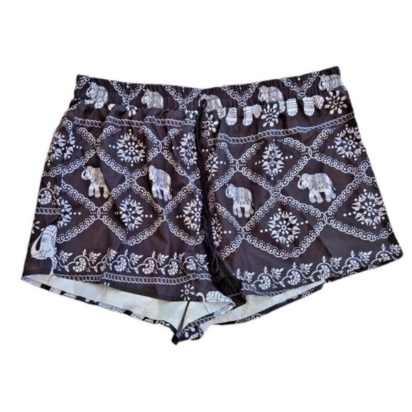 Elephant Print Shorts Elastic Waist Size 2XL New - Picture 2 of 4